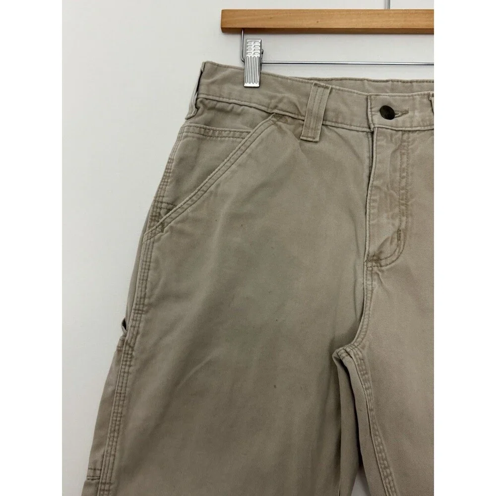 Carhartt Pants Mens 30x32 Khaki Relaxed Fit Canvas Carpenter Workwear B324 FDK